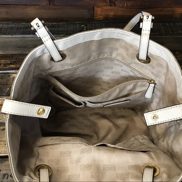 Michael Kors Leather Trim Fabric Tote Handbag - Picture 3 of 7